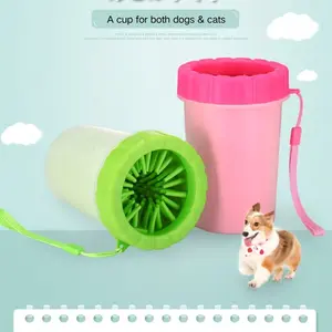 Pet Cleaning Brush Cup, Dog Paw Cleaner, Portable Foot Washer with Towel, Effective Dirt Removal, Soft Hair Design, Best for Dogs (blue)