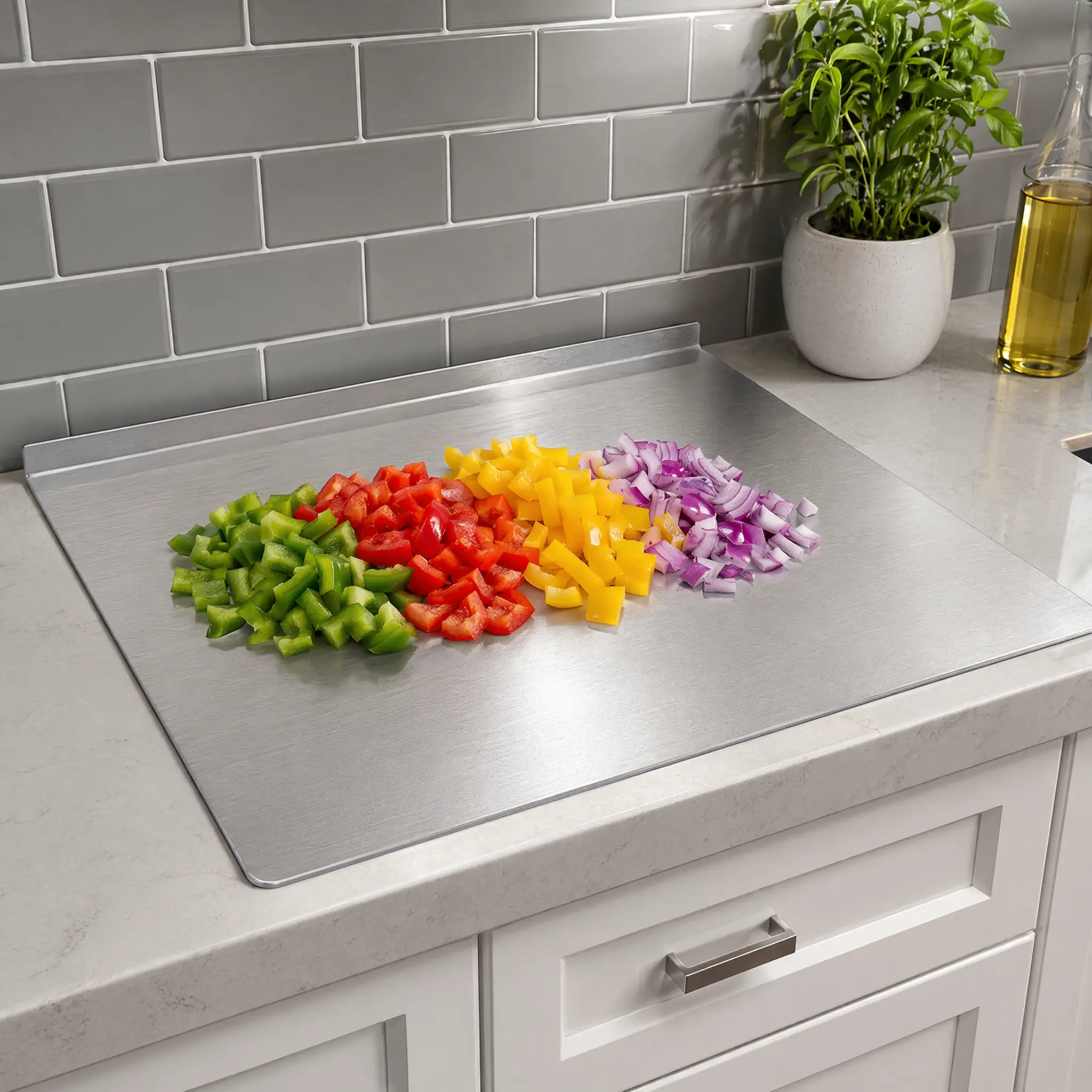 Food Grade Titanium Metal Cutting Board, Durable Large Kitchen Chopping Block For Meat Fruit Veggies & Baking, Easy To Clean For Daily Cooking Use