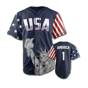 Custom Made Sublimation Printing USA Streetwear Style Baseball Jerseys Uniform