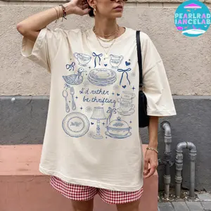 Vintage Thrifting Comfort Colors T-Shirt, Grandmacore Kitchen Shirt, Antique Lover T-shirt, Cottagecore Goose Tee, Trendy Thrifter Gift