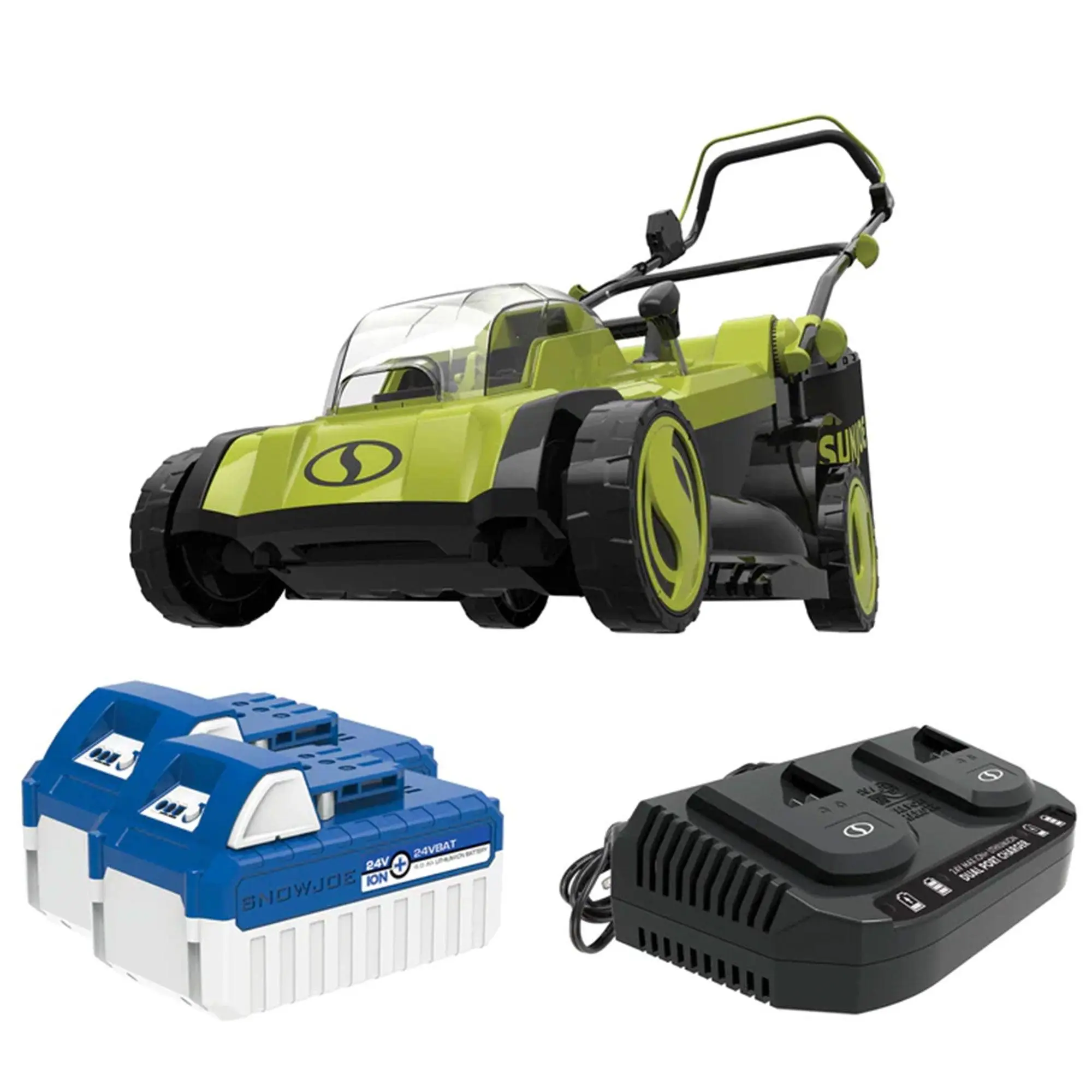 Sun Joe Mulching Walk Behind Lawn Mower, 11 Gallon Grass Catcher, 24V-X2-17LM Sun Joe Mulching Walk Behind Lawn Mower, 11 Gallon Grass Catcher, 24V-X2-17LM