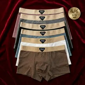 Men's Sports Boxer Briefs Set (4/6 Pcs), Ultra-Soft Stretch Breathable Fabric, Medium Elasticity Design, Multiple Colors, L-3XL, Casual All-Day Sports Underwear