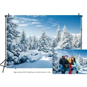 7x5ft Winter Snow Forest Backdrop Snowy Scene Photo Christmas Backdrops for Photography Winter Landscape Forest Ice and Snow World Theme Backdrop 106