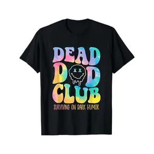 Dead Dad Club" Humorous Survivor's T-Shirt - 100% Cotton, Comfort Fit for Men & Women, Perfect for Gatherings & Casual Attire, Black time  tee  shirt  backwards demon slayer  merch double print oversize lightweight acid   Long Sleeve Clothes