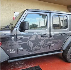 Distressed Star Side Body Graphic Vinyl Sticker Decal Kit - Fit 2018+ Jeep Wrangler
