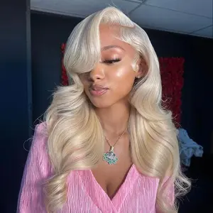 Dachic Hair 613 Body Wave Wig 13x6 HD Transparent Lace Frontal wig Straight Blonde Human Hair wig for Women Pre Plucked with baby hair wig 180% Density