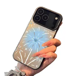 Blue fireworks color silver shell for apple 17/16/15 pro mobile phone case 14promax13/12 Europe and the United States all-inclusive anti-drop protective case