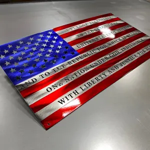 Pledge of allegiance metal flag wall hanging