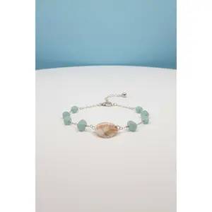 Seafoam Clam Shell Gold Bracelet