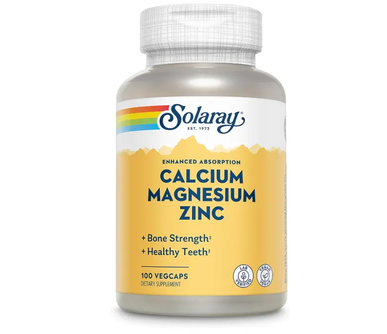 SOLARAY Calcium Magnesium Zinc, 100 VegCaps | Bone, Teeth & Immune Support - Calcium, Magnesium & Zinc Complex