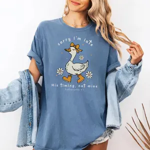 Comfort Colors Sorry I'm Late TShirt, Funny Christian Goose Tee, Bible Verse Floral T-Shirt, Dilly Dally Christian Tee, Church Humor Gift,