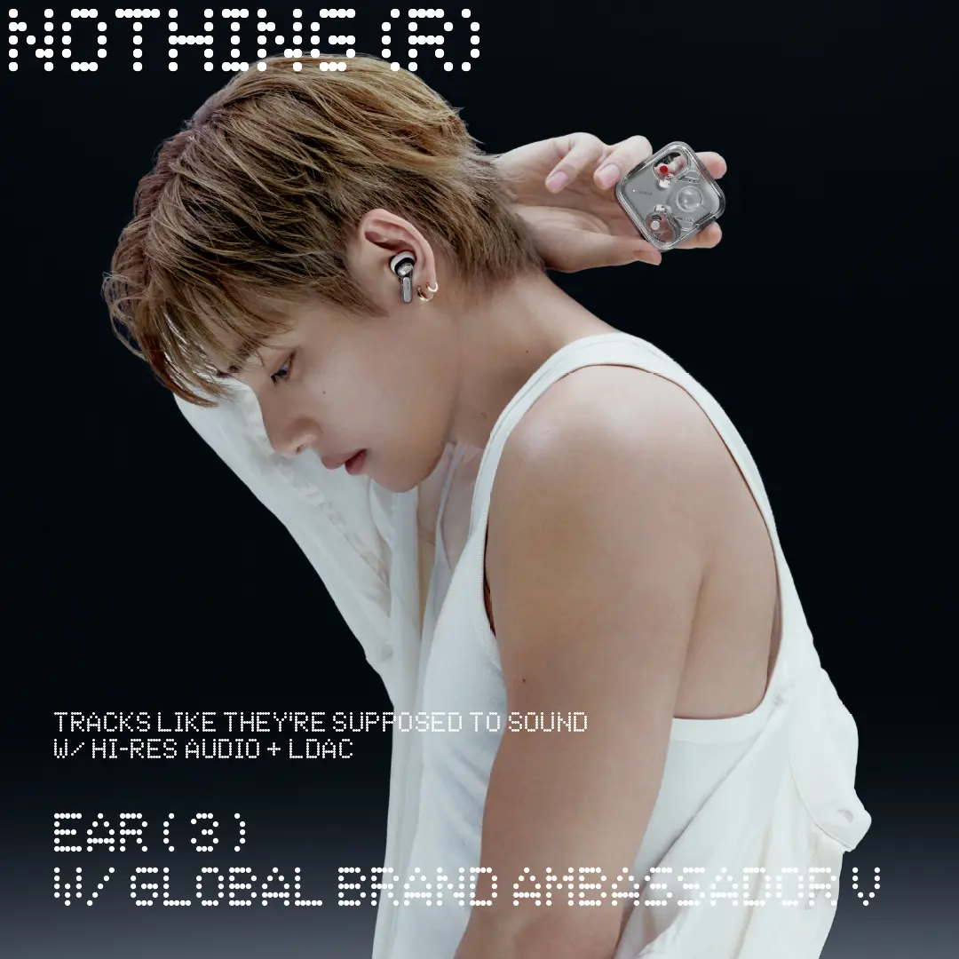 【Global Brand Ambassador V】NOTHING Ear (3) Wireless Earbuds, Noise Cancelling Headset - 95dB Super Dual MEMS Beamforming Mics, Adaptive Noise Cancellation, Hi-Res LDAC Audio, 12mm Driver, IP54 Splash Proof, Voice Control, Charging Support, Headphone