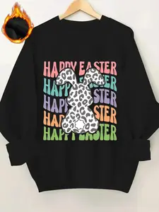 Women's Drop Shoulder Fleece Sweatshirt, Casual Long Sleeve Round Neck Pullover for Daily Wear, Ladies Fall & Winter Clothes