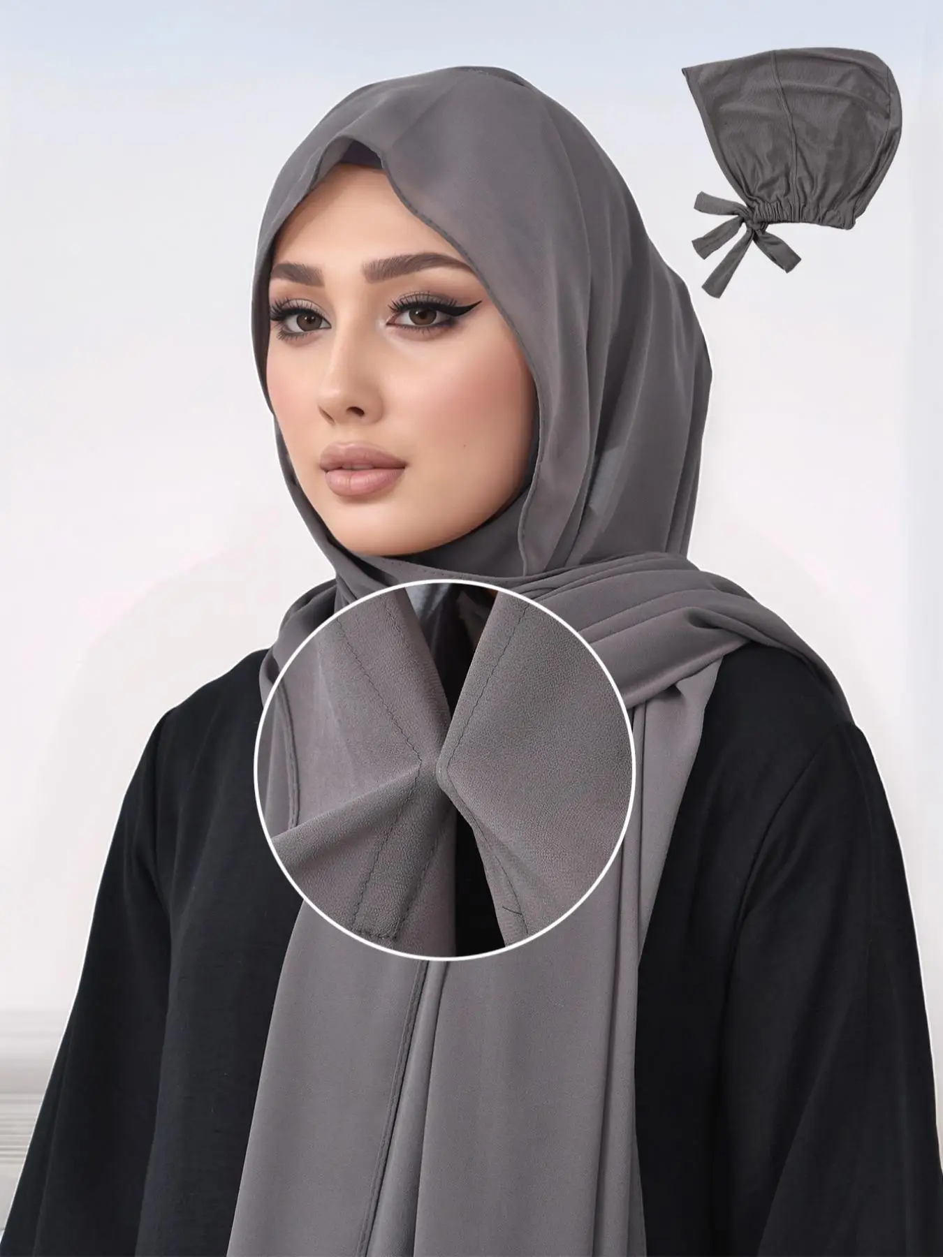 Women's Solid Color Magnetic Hijab, Casual Breathable Comfortable Instant Hijab for Daily Wear, Modesty Women's Islamic Clothing for All Seasons, Hija