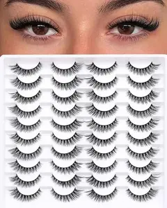 Azenlo False Eyelashes 20 Pairs Wispy Lashes Faux Mink Lashes 14mm 3D Fluffy Cat Eye Lashes （style 20-061)