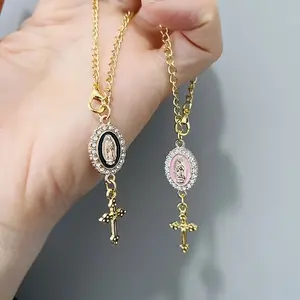 Adjustable Cross Steering Wheel Decoration, Simple Cute Beaded Car Hanging Ornament, Unique Fashion Vehicle Accessory, Car Trinkets