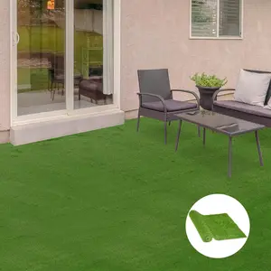 10' x 3' Artificial Turf Grass with Simulated Look & Feel UV Protection & Drain Holes for Rain 1.25" Height Practical Flame-Retardant for Gardens Courtyards Playgrounds