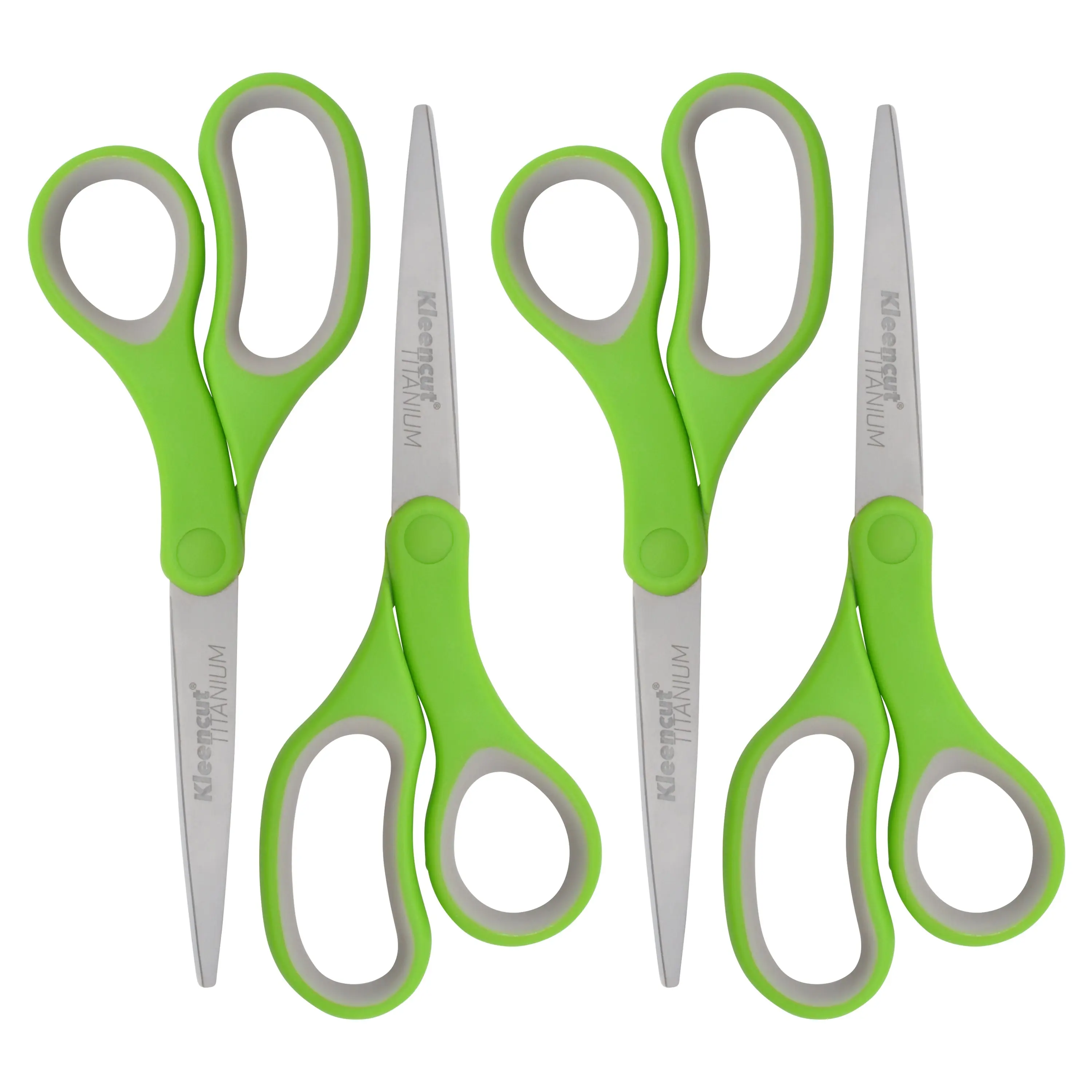 Westcott KleenCut 8” Titanium Scissors with Ergonomic Green Handle, 4-Pack (17494-Parent)
