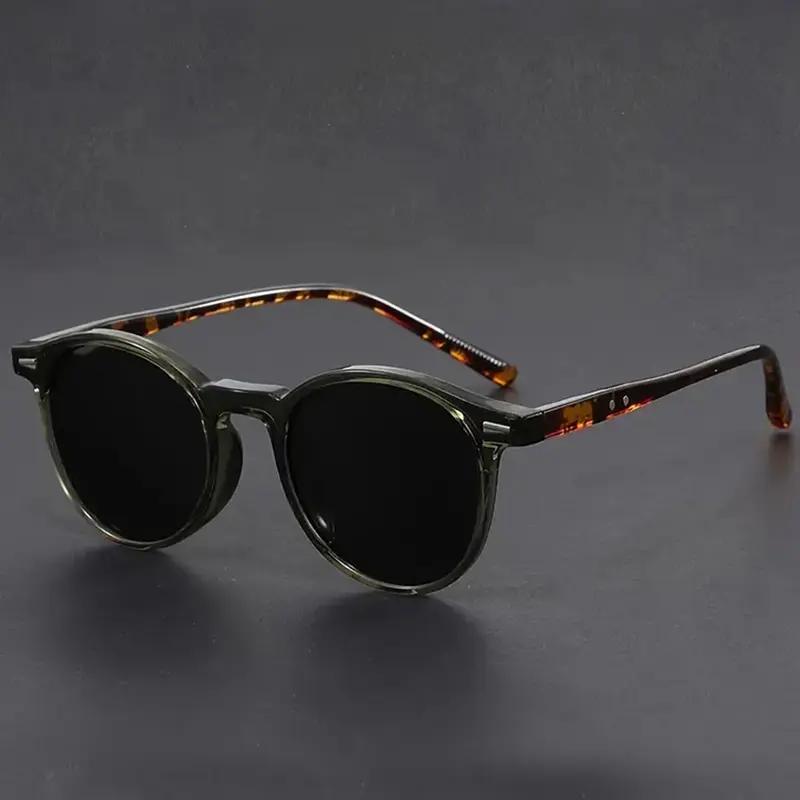 Men's Round Frame Retro Fashion Glasses, Trendy Sunglasses for Beach Wear, Casual Style for Street Fashion and Relaxed, Trendy Beach Eyewear, Round Sunnies, Round Shape Sunglasses