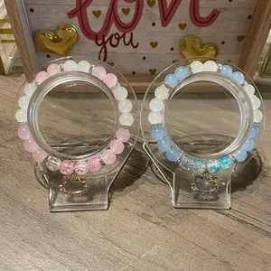 pink and blue matching rabbit bracelets