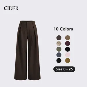 Cider Mid Rise Straight Leg Pleated Trouser