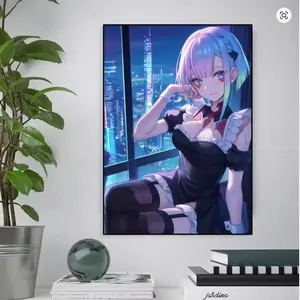 6 Options Lucy Cyberpunk Edgerunners Poster, Self-adhesive Art Waterproof Paper Sticker Coffee House Bar Room Wall Decor