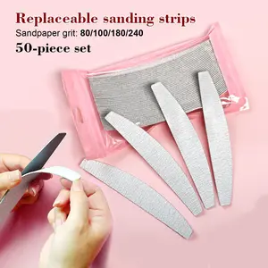 Nail File Set 1pcs steel sheet 50pcs replaceable sandpaper Reusable peel-and-stick nail file Replaceable diamond sandboards with various grit levels Suitable for acrylic nails, professional nail files, DIY, and salon use