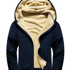 2023 Men's Drawstring Thermal Lined Full Zip up Hoodie, Warmer Fleece Hooded Heated Jacket Cold Weather Gear, Men's Winter Jacket, Men's Zip-up Streetwear Hoodies, Casual Men Winter Outfits, Please Purchase A Size Up, Black Friday Deal Menswear Coats