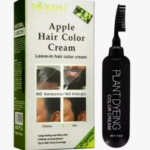MOKERU Apple BLACK HAIR DYE CREAM 100ML Ammonia Free Instant Hair dye Cream 100% Gray Beard dye shampoo mustache dye