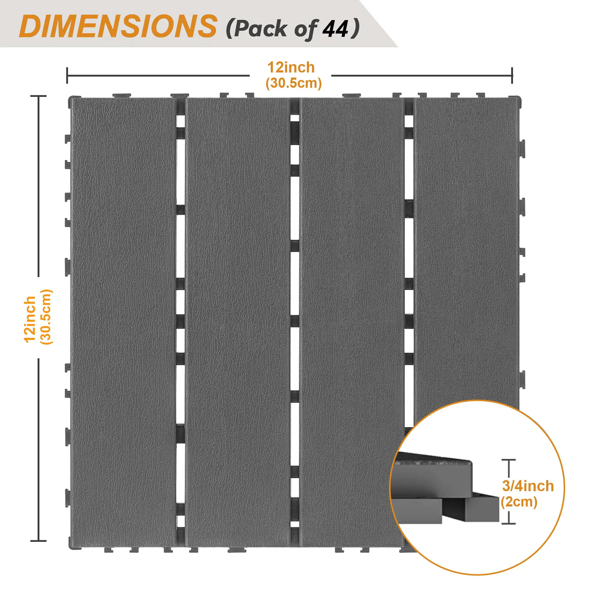 Interlocking Deck Tiles, 44 Pack , 12"x12" Waterproof Outdoor Flooring All Weather Use, Patio Floor Decking Tiles for Porch Poolside Balcony Backyard foam marble wpc frameless shower door Reinforced Garage Screen High Gloss Water-Based Epoxy Paint zellige
