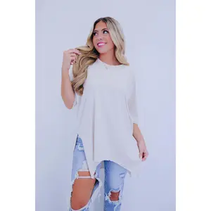 Sugar Sheen Side Slit Tunic Shirt- 2- Colors