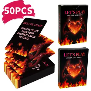 50 Pairs Couples Card Game, Flame & Heart Design, for Ages 18+, Enhances Relationships, Perfect for Dinner, Parties, Special Occasions, Gifts