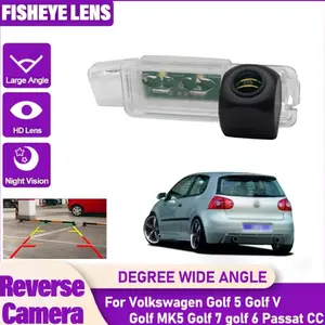 OEM Reverse Parking Camera for Volkswagen CC Eos Beetle Magotan Rabbit Scirocco Passat GTi Golf Phaeton Lamando Golf 7 & Skoda Superb Roomster | Full Color Night Vision, Flush Mount, 480p Resolution, QueenDer Brand