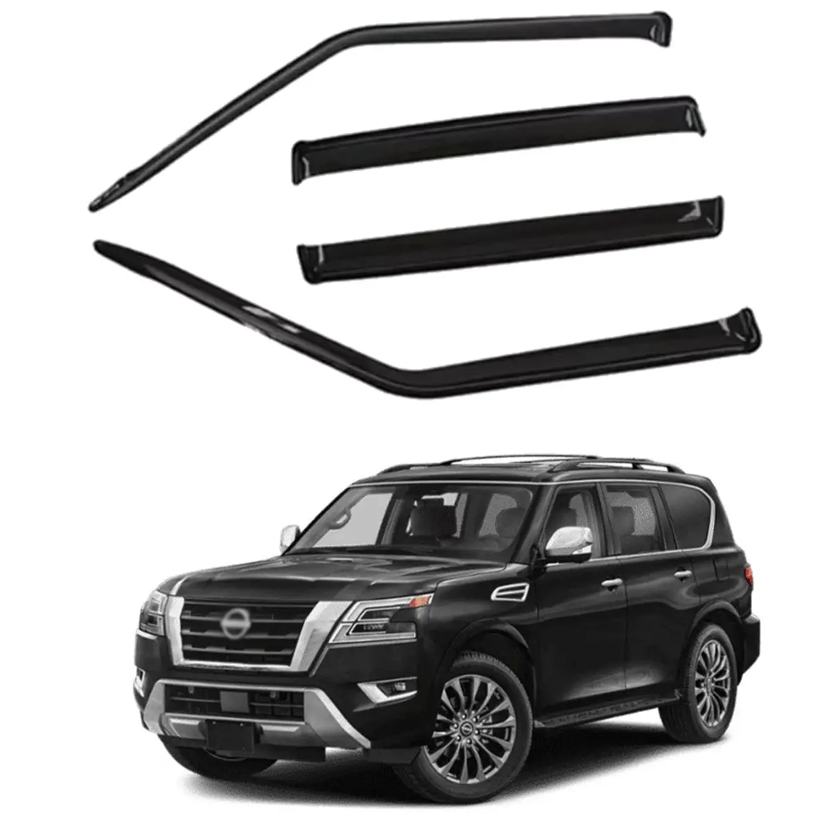 4pcs Out-Channel Side Window Visor Deflector, WeatherShield Rain Visor for 2017-2023 Nissan Armada, Automotive Car Accessories, Accessories for Car