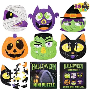 JOYIN 36 Pcs Halloween Jigsaw Puzzle Set for Kids Party Favors, 6 Characters Paper Board Mini Puzzles in Blind Boxes, Halloween Mystery Toy Surprise Box for School Activities Gifts Party Games
