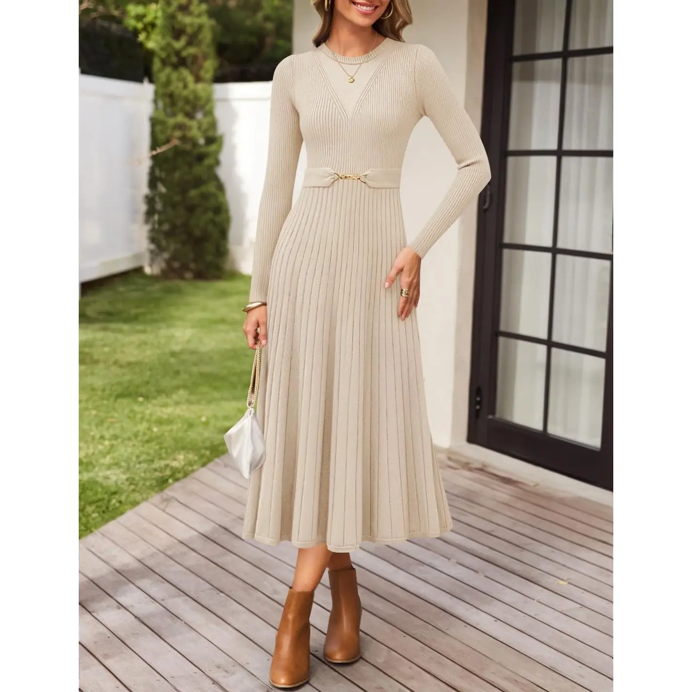 ZESICA Women's Long Sleeve Midi Sweater Dress 2026 Fall Crewneck Knit A Line Pleated Flowy Long Dresses with Belt - TikTok Shop ZESICA Women's Long Sleeve Midi Sweater Dress 2026 Fall Crewneck Knit A Line Pleated Flowy Long Dresses with Belt - TikTok Shop