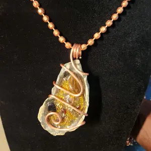 Copper Wrapped Orgone InnerG Seashell Pendant With 1/4 inch copper Necklace Unique Organic Design EMF Protection & Grounding Accessory