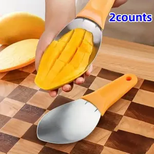 Stainless Steel Mango Slicer, 2 Counts Fruit Mango Effortless Cutter Peeler, Kitchen Gadgets for Home Dining Room Office Picnic