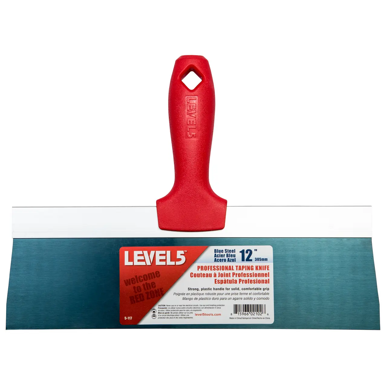 Level5 Tools 12 in. Blue Steel Tape & Drywall Putty Knife with Plastic Handle, Drywall Putty Knives