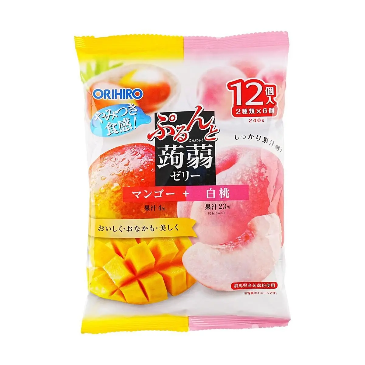 ORIHIRO Konjac Jelly Mango Peach Flavor - 0 Fat Low Calorie Snack, 240g ORIHIRO Konjac Jelly Mango Peach Flavor - 0 Fat Low Calorie Snack, 240g