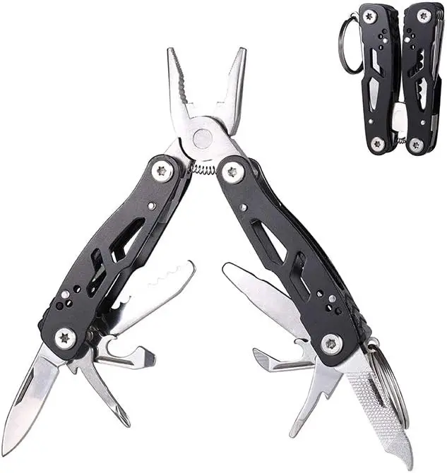 MINI Multitool Pliers, Birthday Christmas Gifts for Men Boyfriend Dad Husband Women, Pocket Knife 14-In-1, Rugged and Practical Portable Computer and Bike Gadgets, Black Camping and Survival Tools