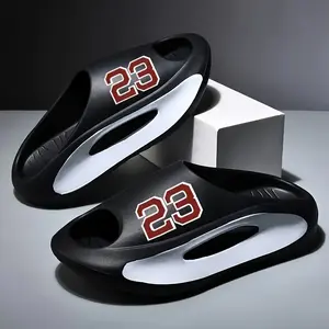 Men’s Summer Sport Slides – Trendy “23” Design, Black & White Comfort Sandals for Beach, Daily Wear & Street Style (Sizes 36–49)  23  slides Flipflop Footwear Slipper Shoes slides for men