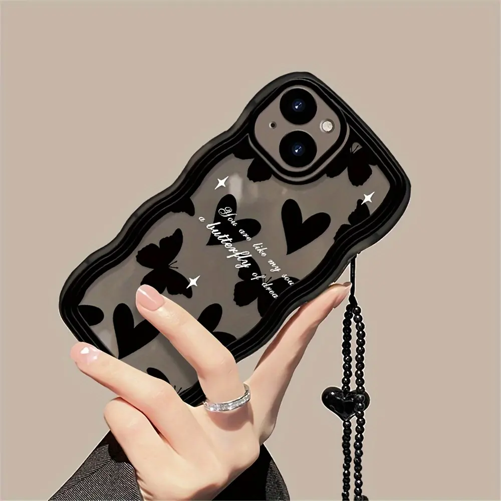 Love Is in the Air: Wear a Butterfly-Patterned Heart-Shaped Phone Case and Bracelet!
