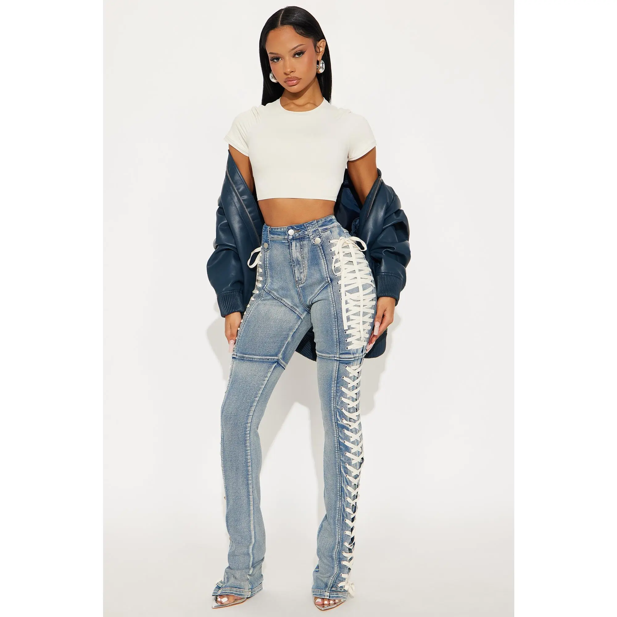 Tall Jaw Dropper Stretch Lace Up Bootcut Jeans - Medium Wash