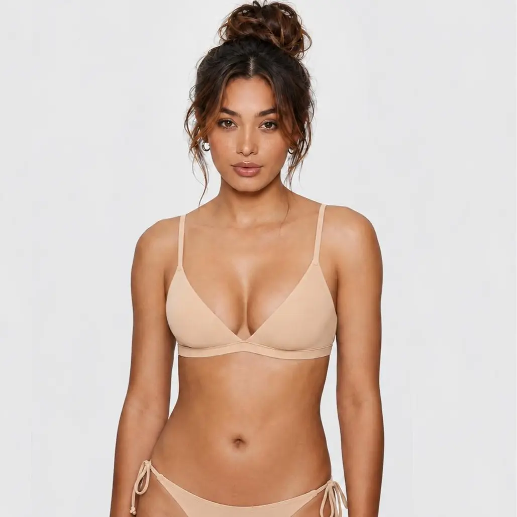 VRCOMFY Women's Inbarely Triangle Bralette Plunge Unlined Seamless Bra No Underwire Sexy Comfortable Everyday VRCOMFY Women's Inbarely Triangle Bralette Plunge Unlined Seamless Bra No Underwire Sexy Comfortable Everyday