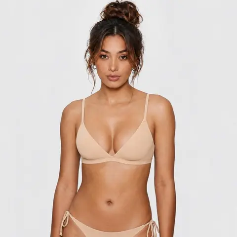 VRCOMFY  Women's Inbarely Triangle Bralette Plunge Unlined Seamless Bra No Underwire Sexy Comfortable Everyday
