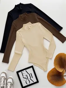 Fashionable and versatile elegant half turtleneck women's slim long-sleeved tights three-piece set