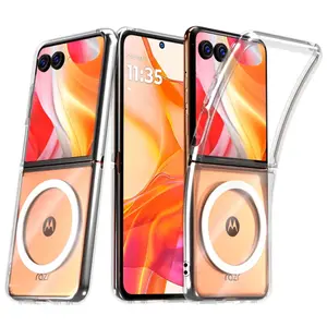 Rome Tech For Motorola Razr 50 Ultra / Razr+ (2024) Hybrid Shockproof Clear Slim Acrylic Case Cover Flexible Hinge Rib with MagSafe