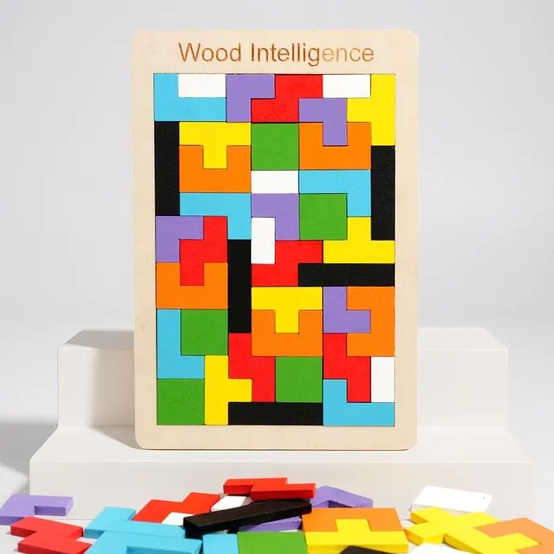 Wooden Colorful 3D Geo Board Puzzle, Wooden Jigsaw Puzzle, 1 Set Colorful Blocks Puzzle Game, Educational Toy for Kids, Perfect Educational Gift, Wooden Puzzles, Geometric Puzzle