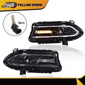 Fit For Dodge Charger 2015-2022 Projector Headlights LED DRL Halogen Lamps Pair